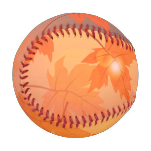 Herbstgestaltung mit Ahorn-Blätter und Bukett-Effe Baseball