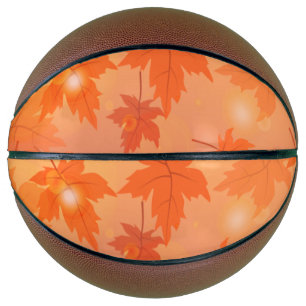 Herbstgestaltung mit Ahorn-Blätter und Bukett-Effe Basketball