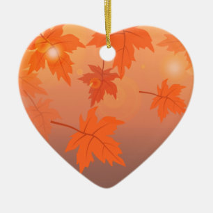Herbstgestaltung mit Ahorn-Blätter und Bukett-Effe Keramik Ornament