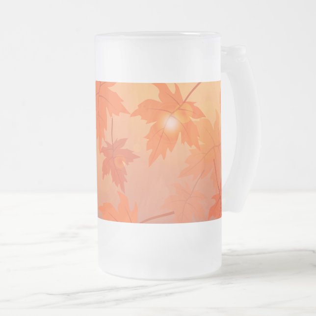 Herbstgestaltung mit Ahorn-Blätter und Bukett-Effe Mattglas Bierglas (VorderseiteRechts)