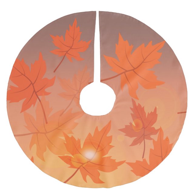 Herbstgestaltung mit Ahorn-Blätter und Bukett-Effe Polyester Weihnachtsbaumdecke (Vorderseite)