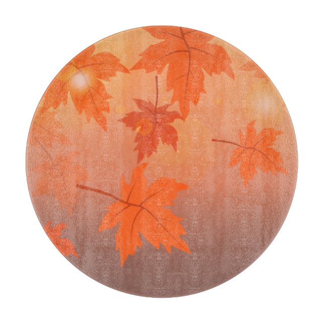 Herbstgestaltung mit Ahorn-Blätter und Bukett-Effe Schneidebrett (Vorderseite)