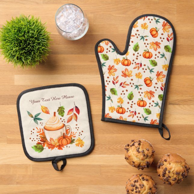 Herbstgewürz Ofenhandschuh & Topflappen-Set (Oben Unten)