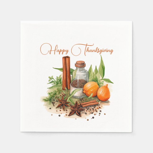 Herbstgewürzdesign, glückliches Erntedankfest Serviette (Vorderseite)