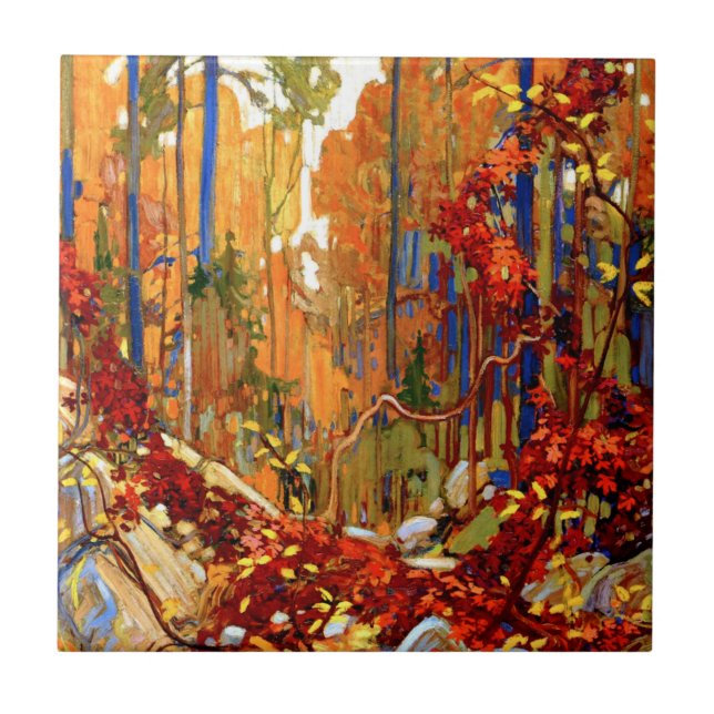 Herbstgirlande, farbenfrohe Malerei, Fliese (Vorderseite)