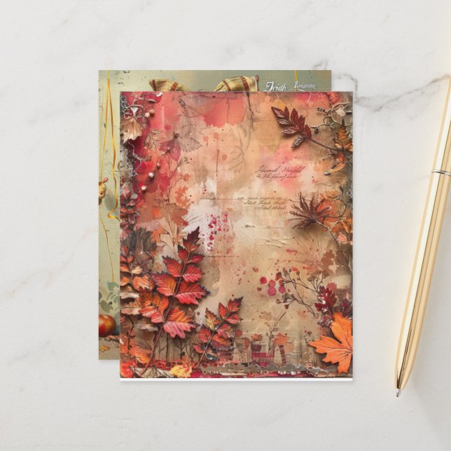 Herbstglücken im Junk Journal (Vorderseite/Rückseite Beispiel)