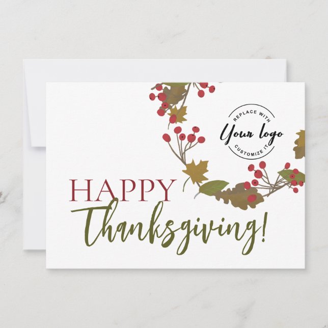 Herbstglücklich Thanksgiving Custom Logo fällt kle Karte (Vorderseite)