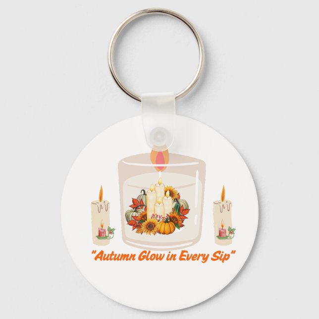 "Herbstglühen in jeder Sekunde - Cosy Fall Coffee  Schlüsselanhänger (Vorderseite)