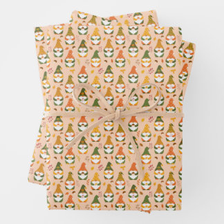 Herbstgnomen im Waldmuster Geschenkpapier Set