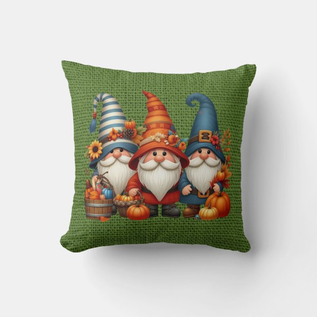 Herbstgnomen Throw Kissen (Vorderseite)