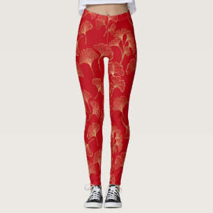 Herbstgold Ginkgo in Rot für gemütliches Wohnen Leggings