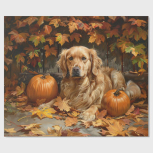 Herbstgolden-Retriever-Dekoupage Geschenkpapier
