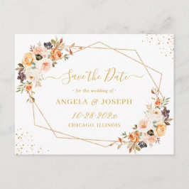 Herbstgoldene Bohemisch florale Save the Date Post Postkarte