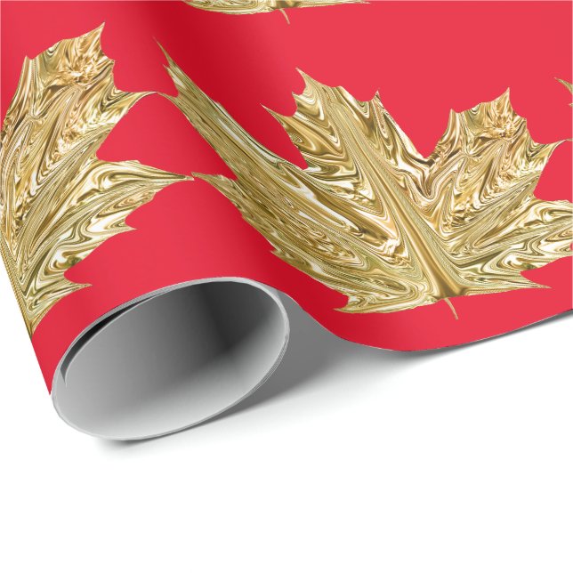 Herbstgoldenes Ahornblatt fällt rot Winter Geschenkpapier (Rolleneckpunkt)