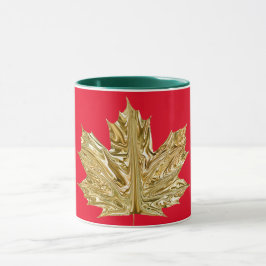 Herbstgoldfarbene Ahornblattfallen metallisches Au Tasse
