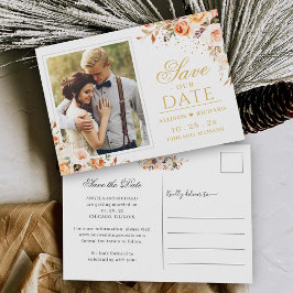 Herbstgoldflorale Foto Save the Date Postkarte