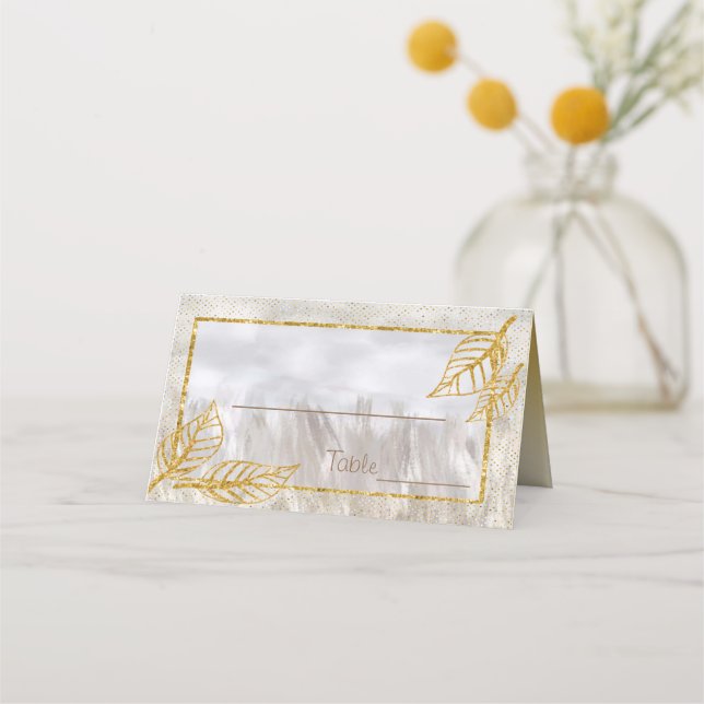 Herbstgoldkastanie-Blätter Tischnummer Platzkarte (Vorderseite)