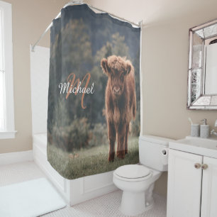 Herbstgras-Monogramm für Höllenkälber Duschvorhang