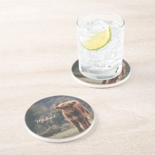 Herbstgras-Monogramm für Höllenkälber Getränkeuntersetzer