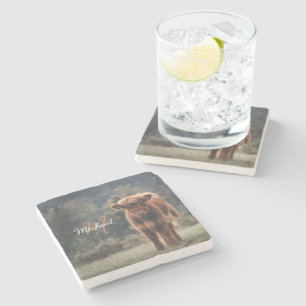 Herbstgras-Monogramm für Höllenkälber Steinuntersetzer