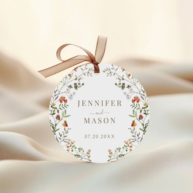 Herbstgrasen-Wildblume Hochzeitsbräune Runder Aufkleber (Von Creator hochgeladen)