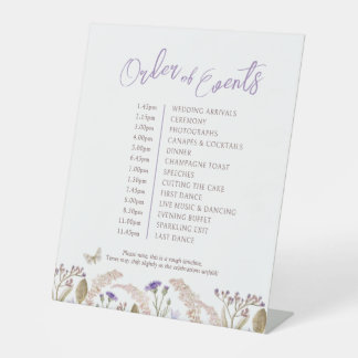 Herbstgräser Wildblumen-Hochzeitsablauf Sockelschild