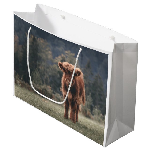 Herbstgrasfeld für Rinder Große Geschenktüte (Vorderseite Schrägansicht)