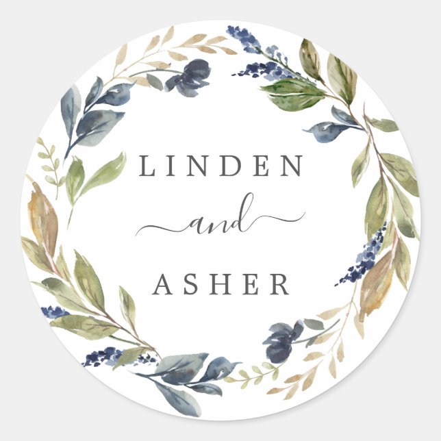 Herbstgrün Hochzeitsfeiern Umschlag Aufkleber (Vorderseite)