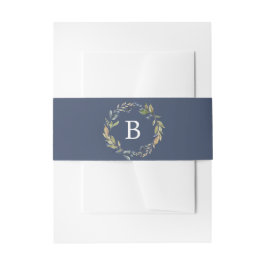 Herbstgrün | Navy Monogram Wedding Einladungsbanderole