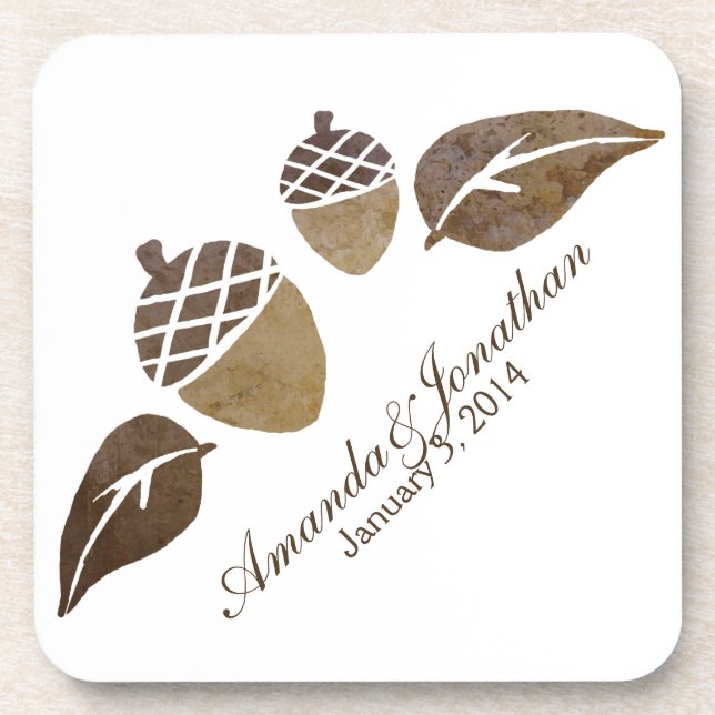 Herbstgutachten und Blätter Hochzeit Untersetzer (Vorderseite)