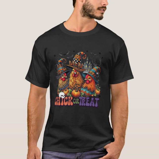 HerbstHalloween-Hühnerhausküken oder Leckerei T-Shirt (Vorderseite)