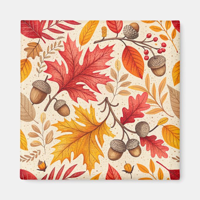 Herbstharmonie: Ein farbenfrohes Herbstmuster Magnet (Vorne)