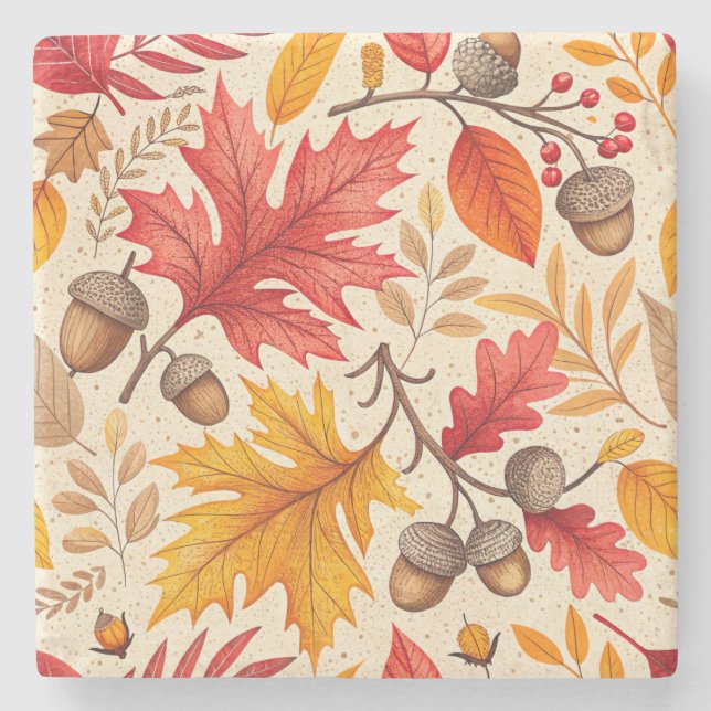 Herbstharmonie: Ein farbenfrohes Herbstmuster Steinuntersetzer (Vorderseite)