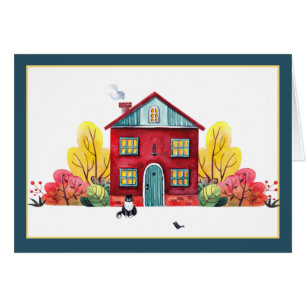 Herbsthaus und Katze 