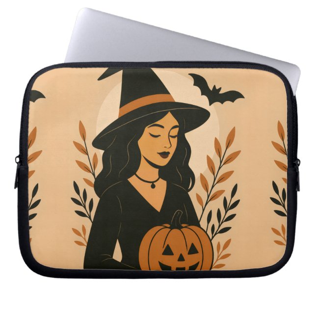 Herbsthexe mit Pumpkin | Vintag Halloween Laptopschutzhülle (Vorderseite)
