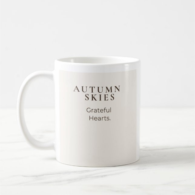 Herbsthimmel, dankbare Herzen | Herbstliches Ernte Kaffeetasse (Links)