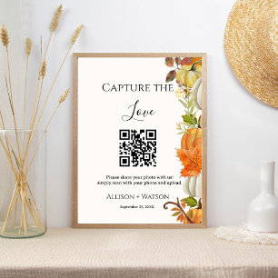 Herbsthochzeit Erfasse Liebe QR-Code Hochzeitsfoto Poster