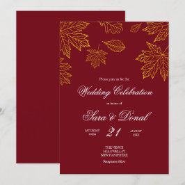 Herbsthochzeit in Burgund und Gold-Leaf Einladung