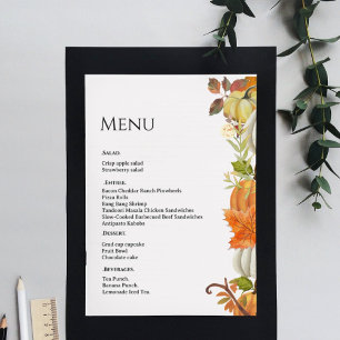 Herbsthochzeit Kürbis Herbstblätter Hochzeit Menükarte