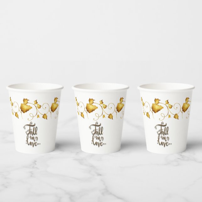 Herbsthochzeit mit Namen und Datum in der Liebe Pappbecher (Multi)