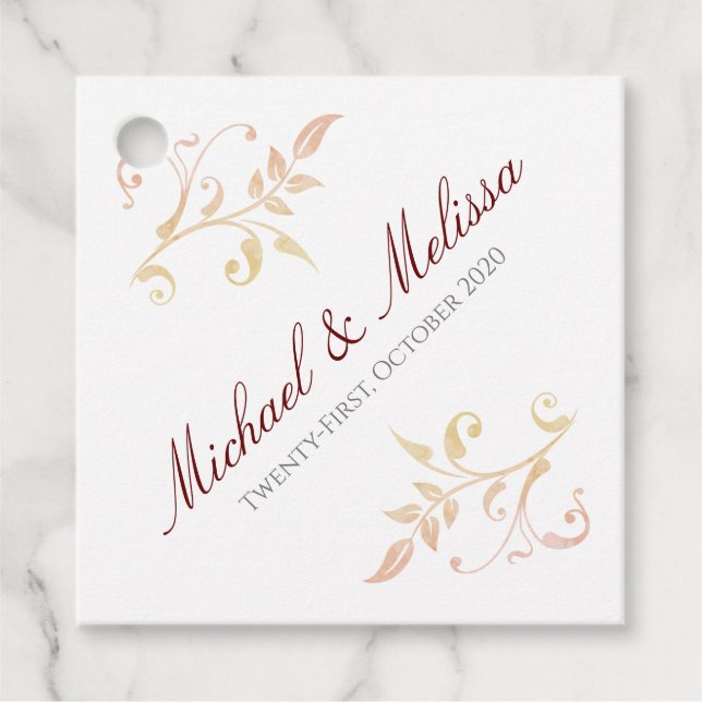 Herbsthochzeit Swirl Geschenkanhänger (Vorderseite)