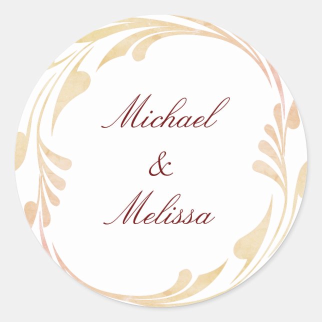 Herbsthochzeit Swirl Runder Aufkleber (Vorderseite)