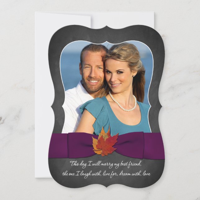 Herbsthochzeit | Tafel, Herbstlaube, Lila 2 Einladung (Vorderseite)