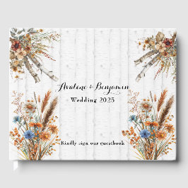 Herbsthochzeit von Wildblumen der Weißen Birke Gästebuch