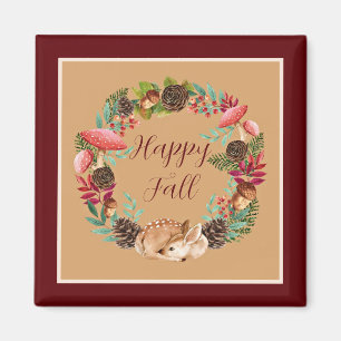 Herbstjungtier und Natur mit anpassbarem Text  Magnet