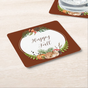 Herbstjungtier und Natur mit anpassbarem Text Rechteckiger Pappuntersetzer