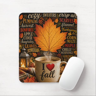 Herbstkaffee mit Wortwolke Mousepad