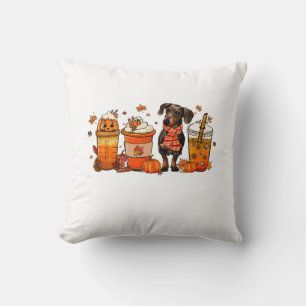 Herbstkaffee Tasse mit Dackel Kissen