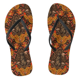 Herbstkaninchen auf braun flip flops