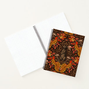 Herbstkaninchen auf Braun Notizbuch